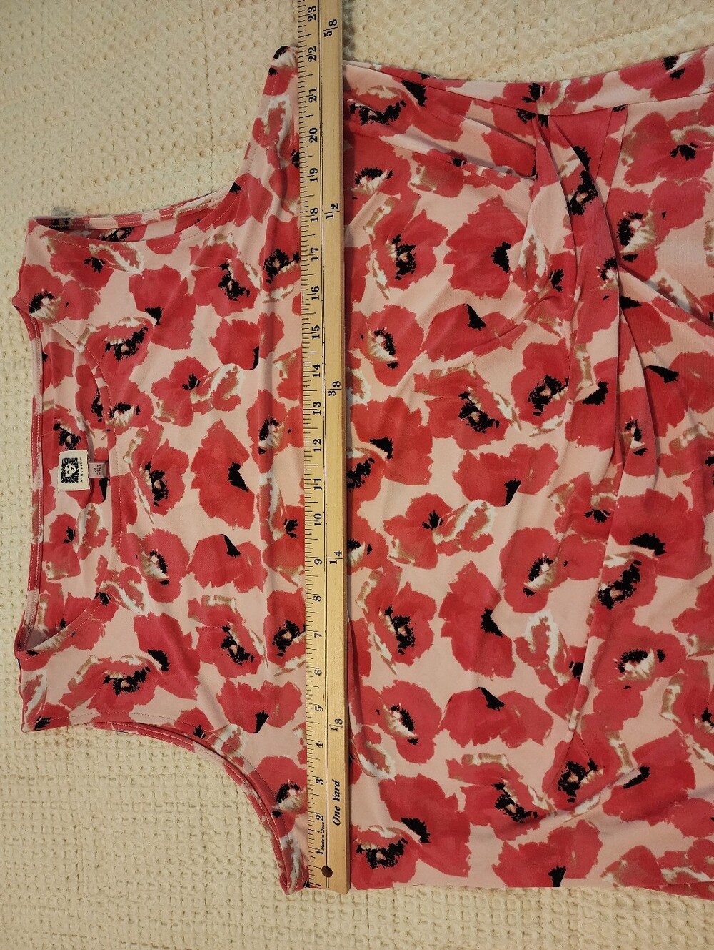 Anne Klein Sleeveless Pink White Floral Gathered Front Top NWT 2X Coastal - Picture 8 of 9
